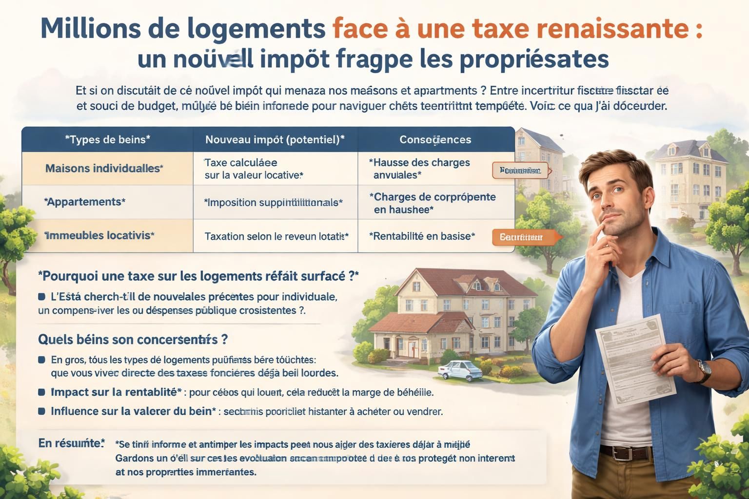 découvrez comment un nouvel impôt redéfinit la fiscalité immobilière, impactant des millions de propriétaires face à une taxe renaissante sur les logements.