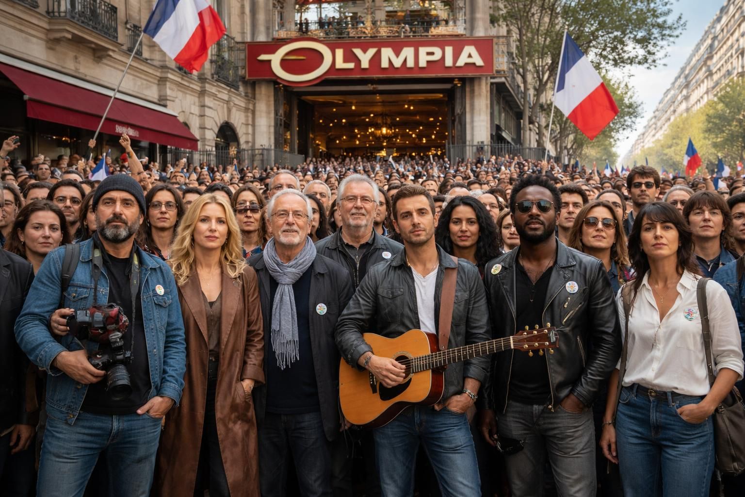 à paris, un rassemblement historique à l’olympia réunit les acteurs culturels pour s’unir contre l’influence de bolloré, défendant la diversité et la liberté artistique.