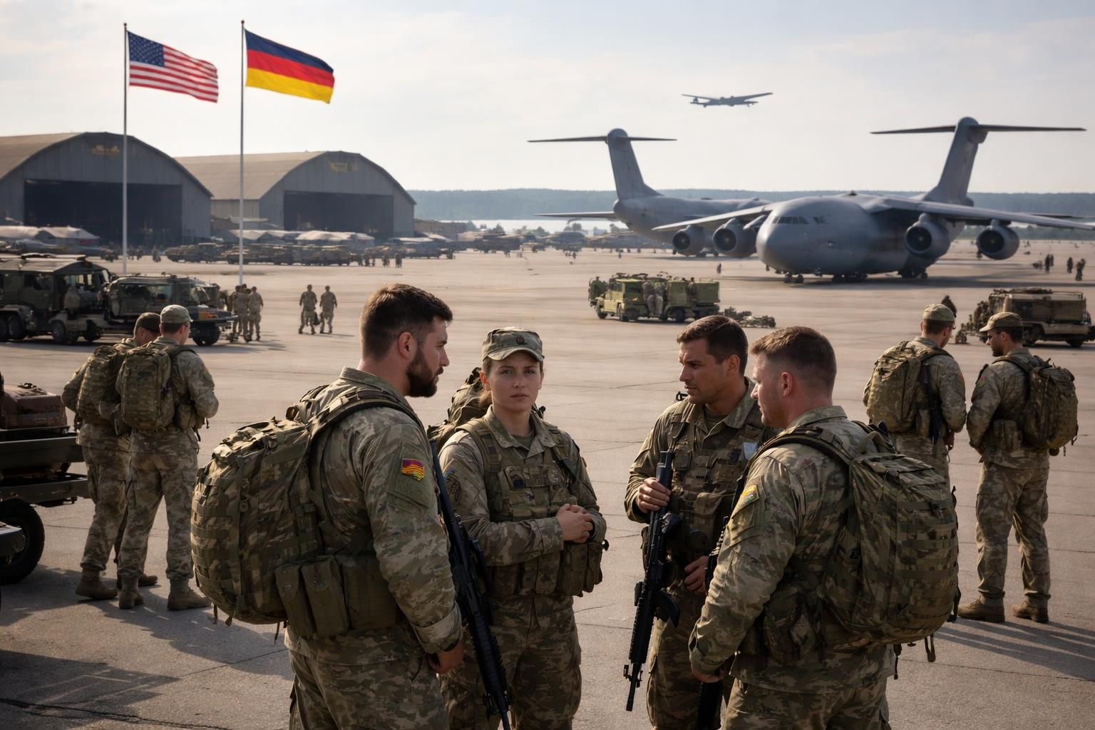 à ramstein, la plus grande base américaine en allemagne, le possible départ des soldats suscite une grande inquiétude, perçu comme une perte colossale pour la région et la coopération militaire.
