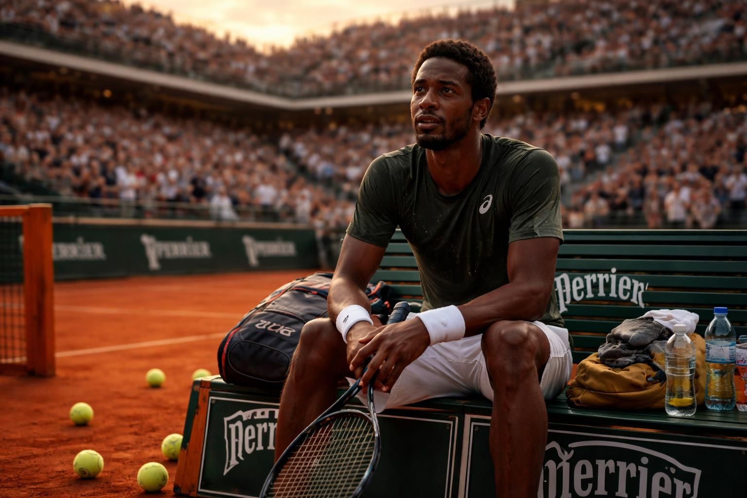 gaël monfils quitte roland-garros, marquant la perte d'un demi-finaliste de grand chelem au talent exceptionnel et à l'esprit combatif, une grande perte pour le tennis français.