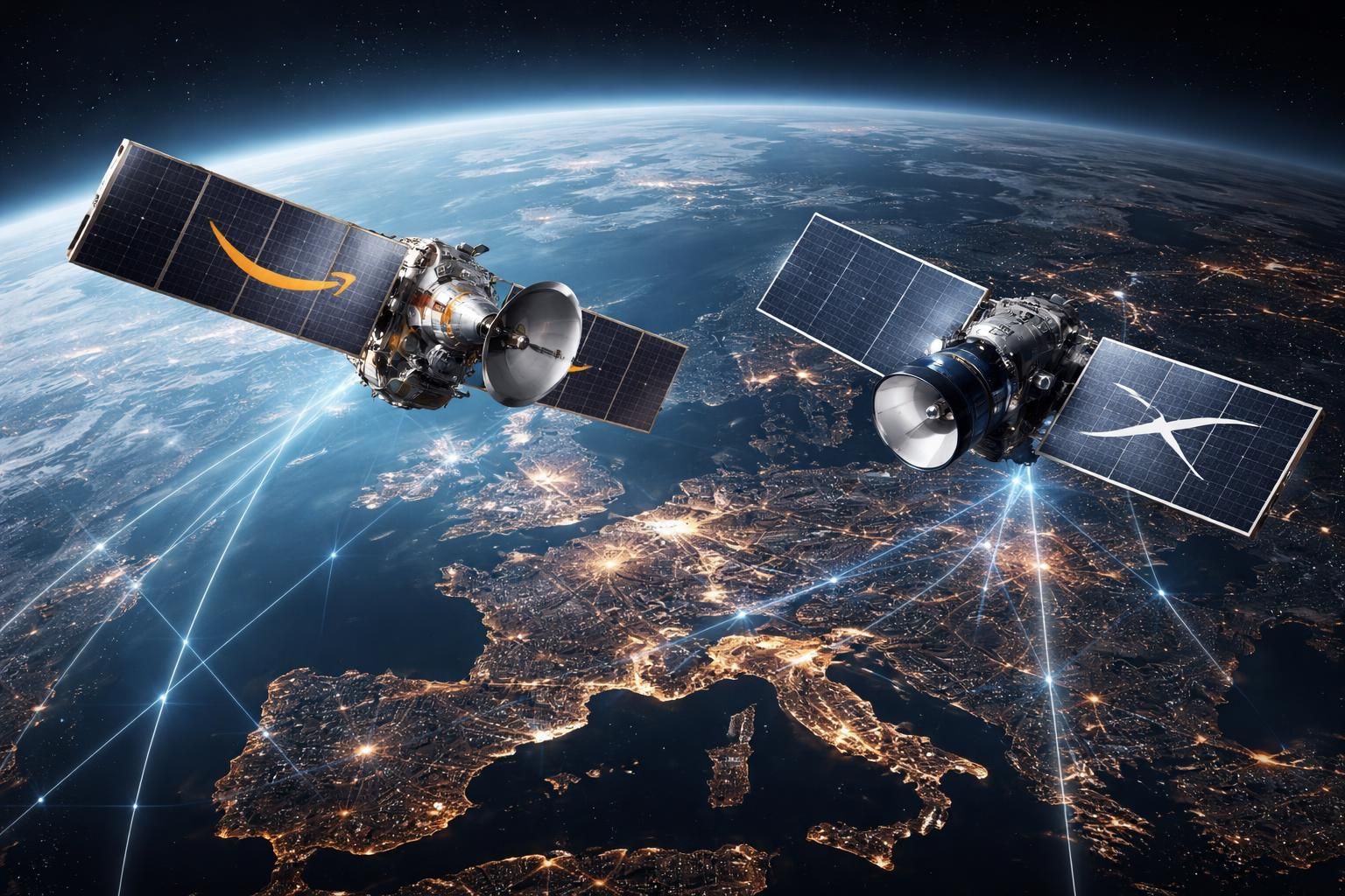 analyse approfondie sur la compétition entre amazon et starlink (spacex) pour un accès stratégique au spectre satellitaire européen, par zonebourse suisse.