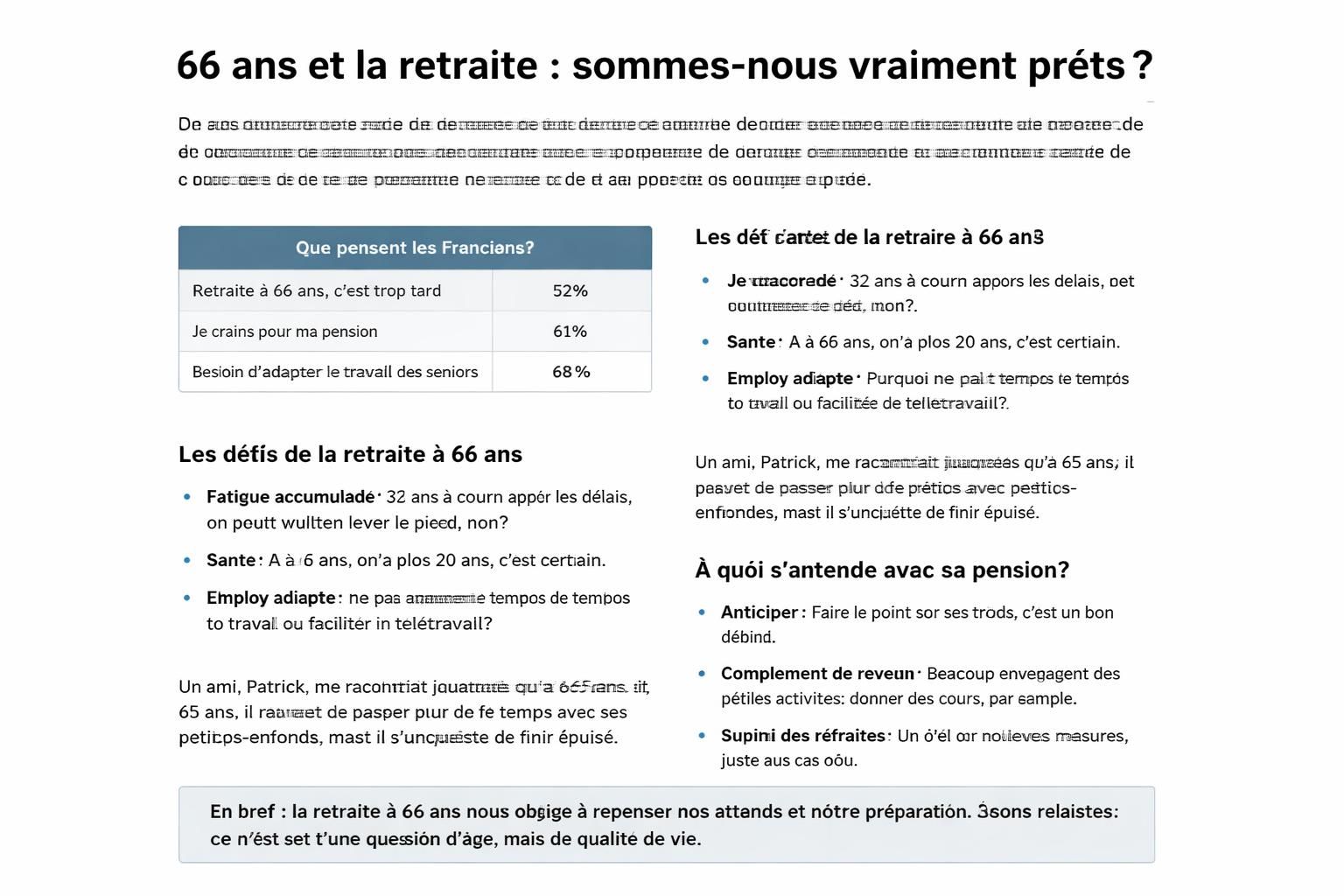 découvrez pourquoi elle défend la prolongation de l'activité professionnelle des seniors après son annonce choc sur la retraite à 66 ans.