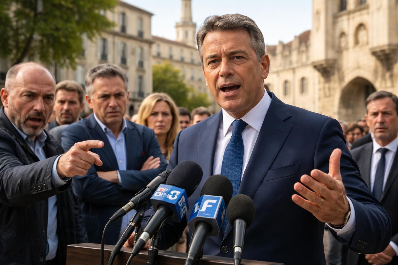 à avignon, olivier galzi, maire de la ville, soutient la candidature sénatoriale de sa compagne, provoquant une forte opposition de la droite locale.
