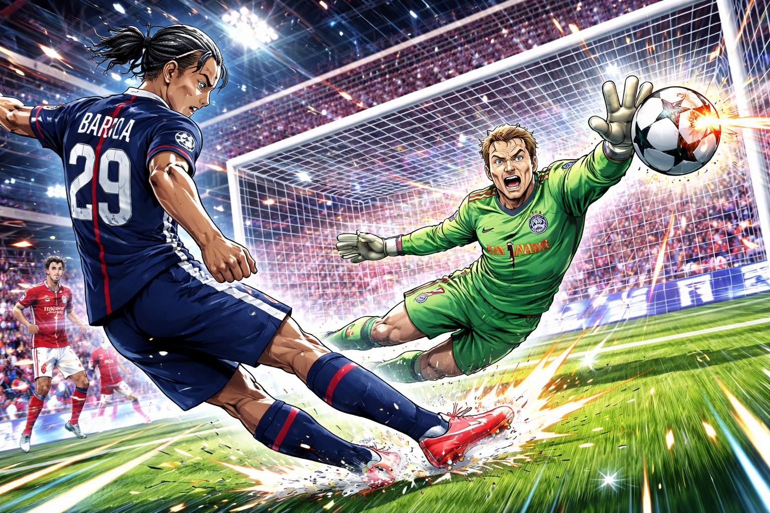 revivez l'action intense du match bayern munich – psg avec l'arrêt décisif de neuer face à barcola à la 89ème minute, un moment clé qui maintient le score à 0-1, sur africafootunited.