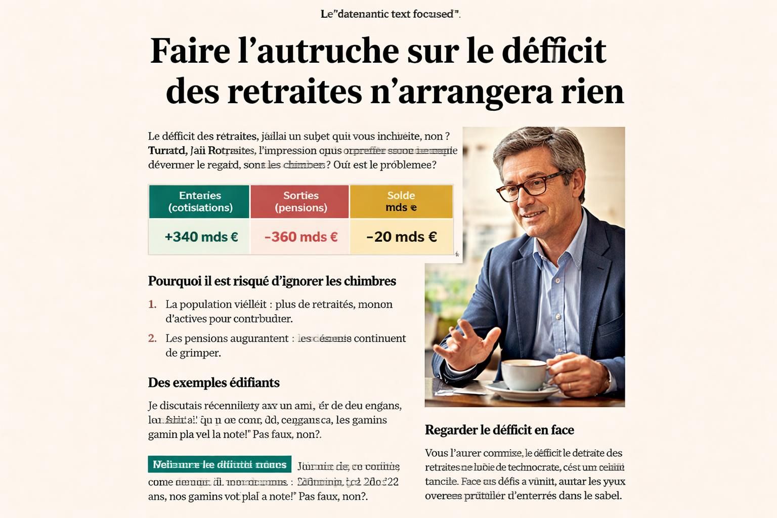 bertrand martinot, économiste reconnu, analyse en profondeur le déficit des retraites et explique pourquoi le nier serait une grave erreur pour l'avenir du système.