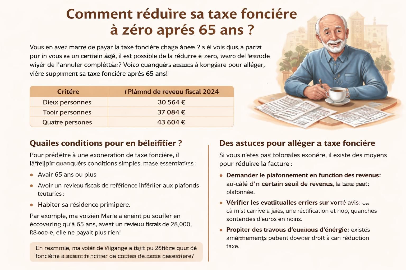 découvrez comment de nombreux retraités peuvent réduire leur taxe foncière à zéro après un certain âge grâce à des astuces fiscales peu connues.