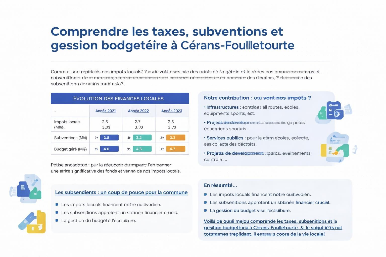 découvrez un aperçu détaillé des taxes, subventions et de la gestion budgétaire à cérans-foulletourte pour mieux comprendre les enjeux financiers locaux.