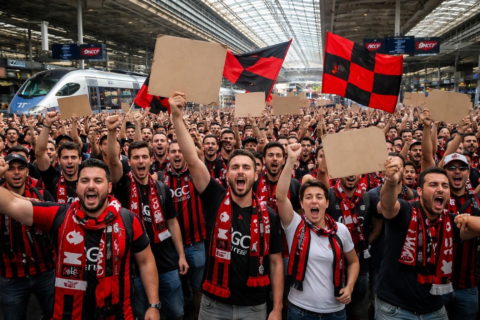 les supporters de l'ogc nice expriment leur mécontentement face au traitement jugé injuste et au mépris social de la sncf lors de la coupe de france, soulignant leurs difficultés et revendications.
