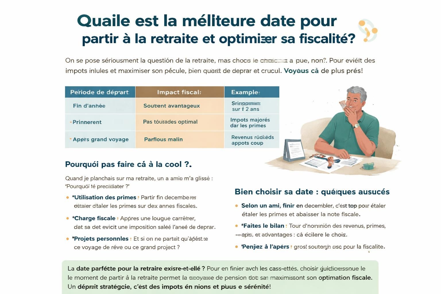 découvrez comment choisir la date idéale pour votre départ à la retraite afin d'optimiser votre fiscalité et maximiser vos avantages financiers.