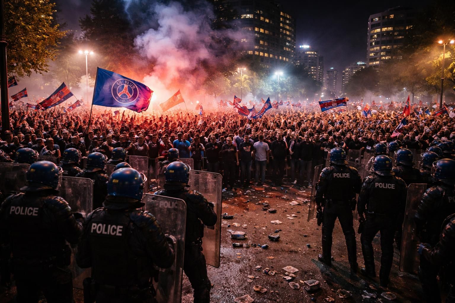 suivez en direct le triomphe du psg avec des célébrations sous haute surveillance, suite à une nuit marquée par des violences. retrouvez toutes les infos et réactions ici.