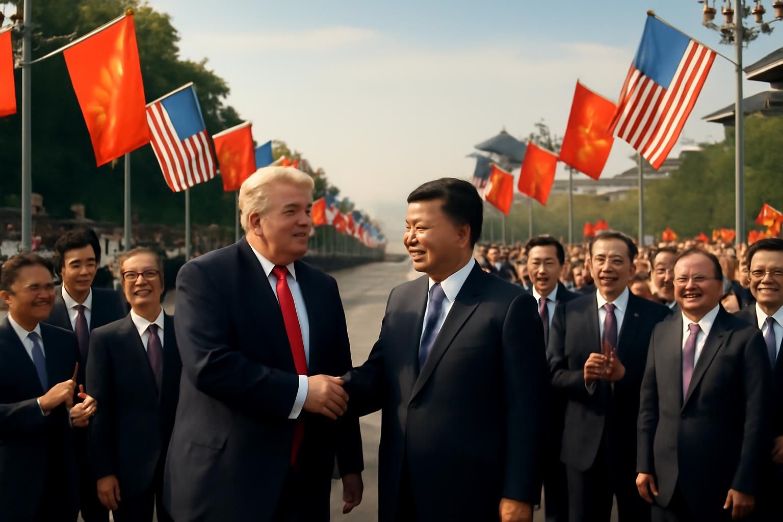 découvrez en images le chaleureux accueil triomphal réservé par xi jinping à donald trump lors de sa visite à pékin.