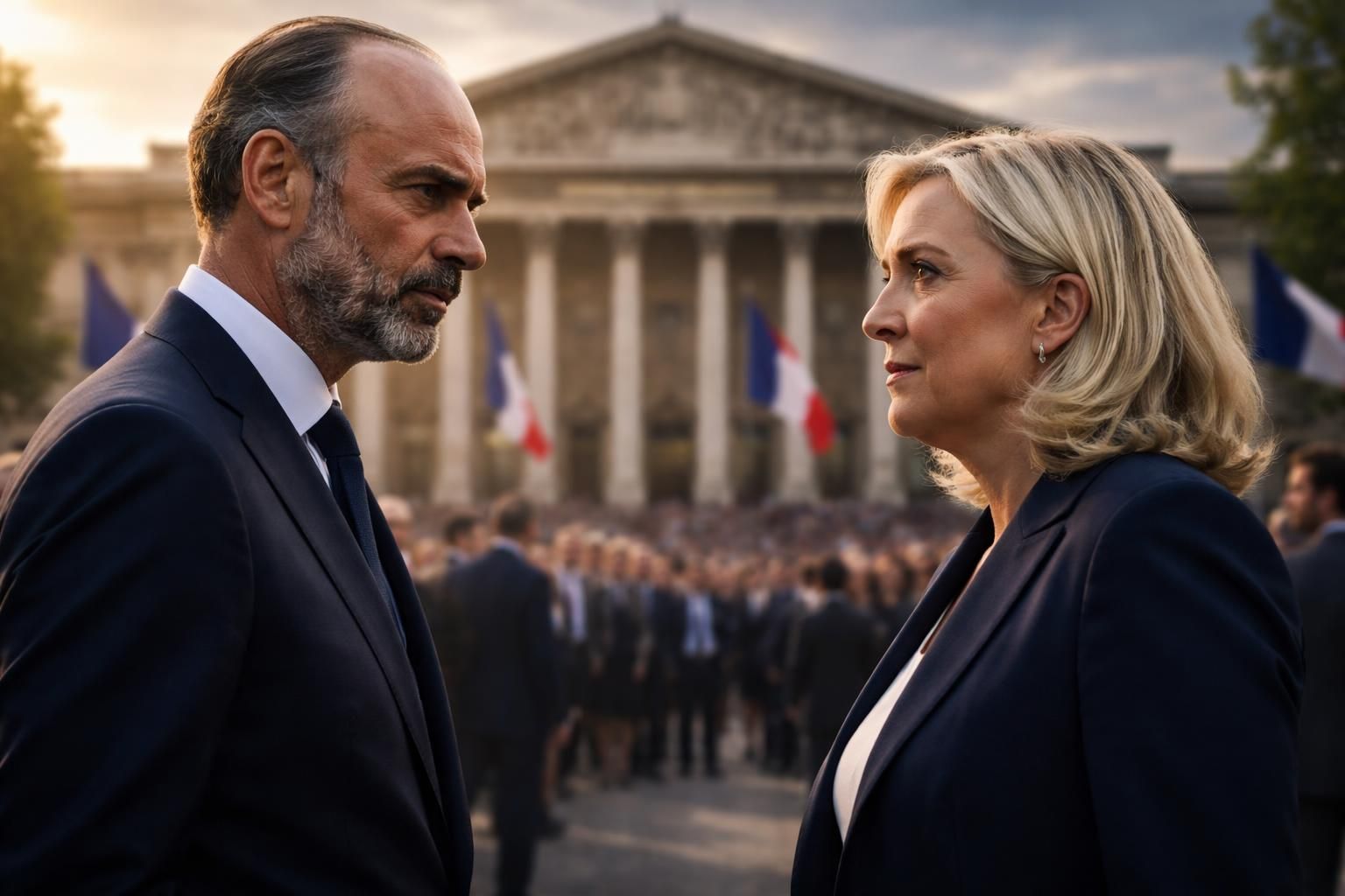 découvrez le face-à-face intense entre édouard philippe et marine le pen dans la course à la présidentielle, un duel stratégique qui façonnera l'avenir politique de la france.
