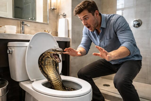 En-cherchant-a-reparer-une-chasse-deau-il-fait-une-terrifiante-decouverte-un-cobra-royal-niche-dans-ses-toilettes-dhotel-640x427 Pour 15 € un homme acquiert un coffre-fort d’occasion et tombe sur un lingot d’or caché valant 33 000 €