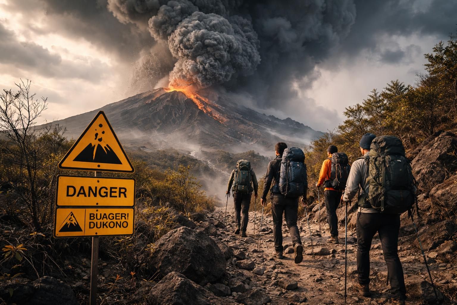 découvrez comment des randonneurs bravent les alertes lors de l'éruption du volcan dukono, mettant leur vie en danger. suivez les dernières actualités sur cette situation critique avec upday news.