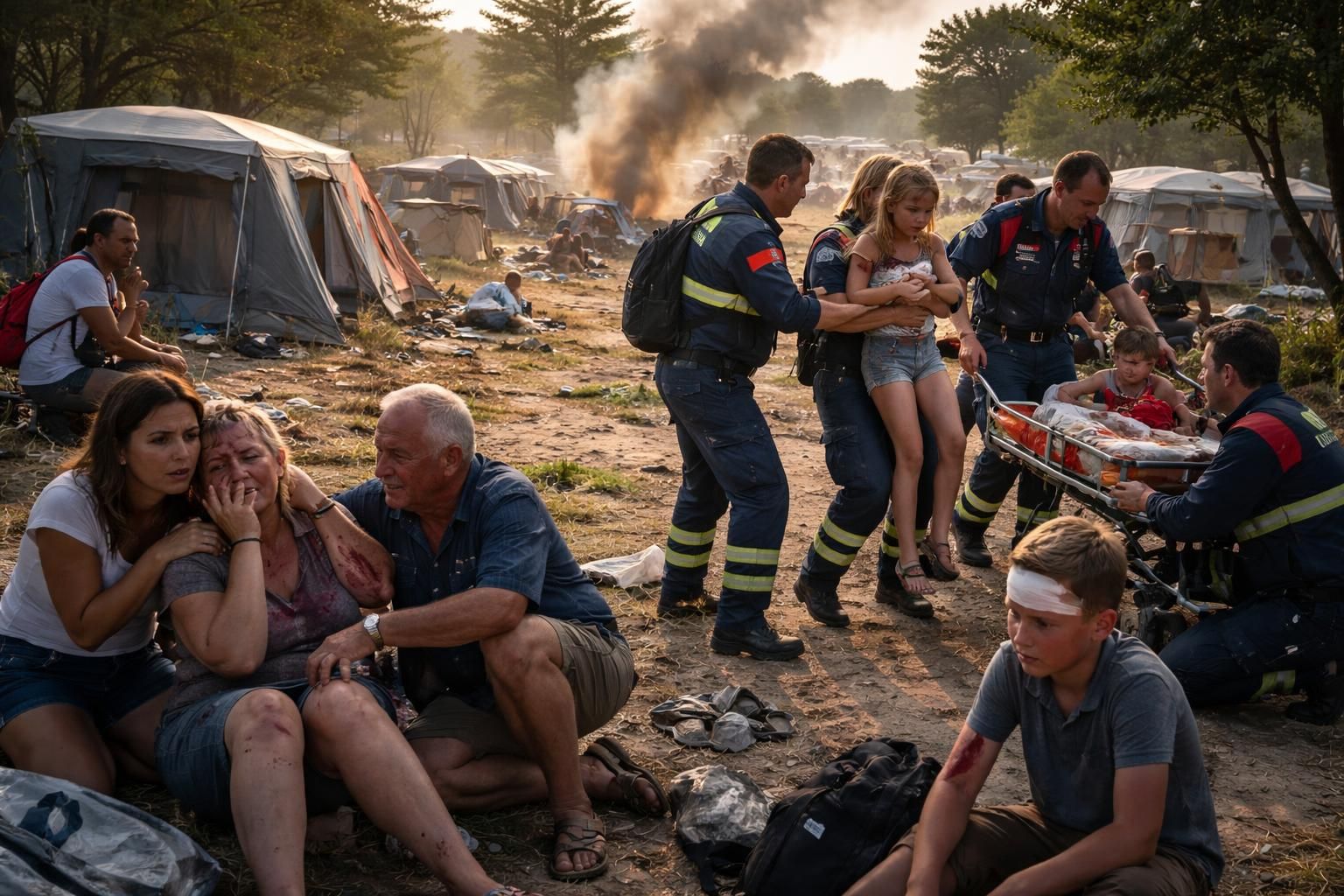 une explosion dans un camping en bretagne a fait cinq blessés, dont quatre enfants transférés en unité grands brûlés. les vacanciers restent sous le choc face à cet accident dramatique.