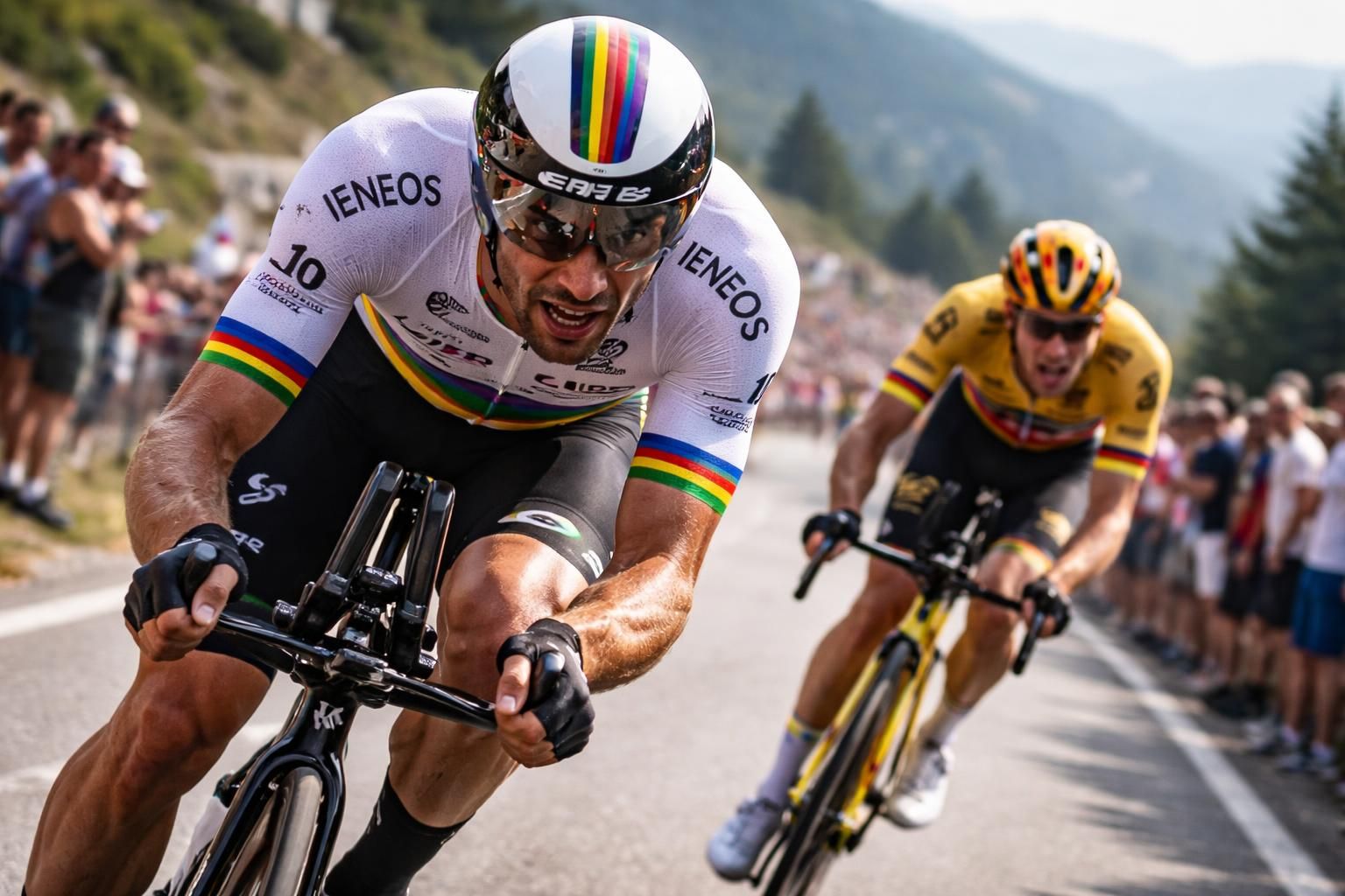 au giro 2026, filippo ganna explose le record du chrono de la 10e étape tandis que jonas vingegaard rencontre des difficultés mais conserve sa 2e place au classement général.