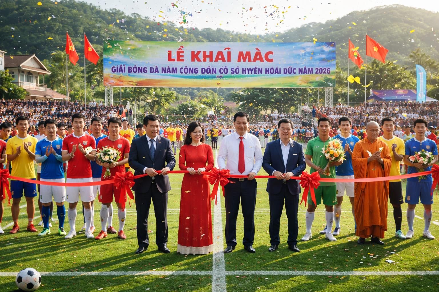 découvrez l'inauguration officielle du tout premier tournoi de football masculin organisé par le syndicat communal de hoai duc en 2026, un événement sportif majeur au vietnam.