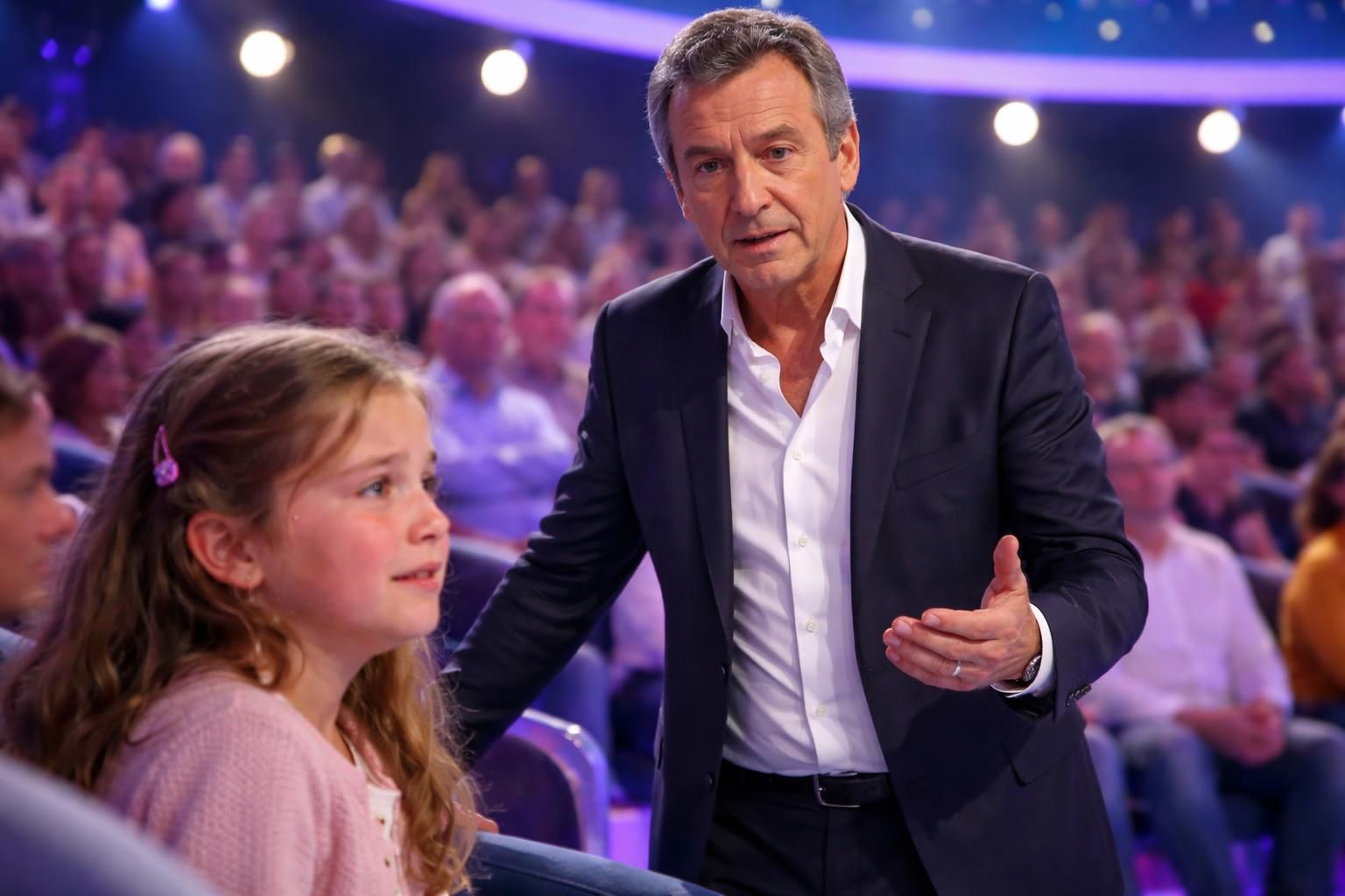 jean-luc reichmann suspend temporairement les 12 coups de midi après l'émotion d'une petite fille en larmes dans le public, moment poignant à découvrir.