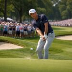 justin rose réalise un chip spectaculaire pour un eagle crucial et assure sa qualification au pga championship avec brio.