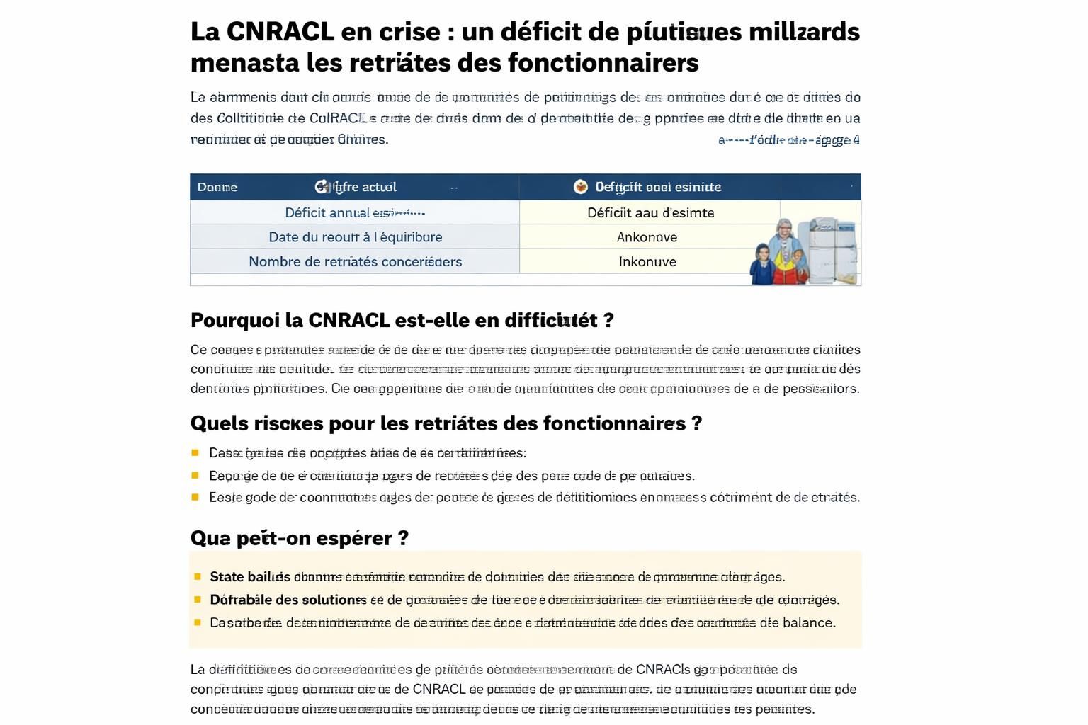 découvrez les enjeux majeurs de la crise de la cnracl : un déficit de plusieurs milliards qui met en danger les retraites des fonctionnaires. analyse et perspectives.