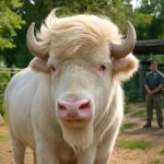 découvrez l'histoire fascinante du buffle albinos, sosie étonnant de «donald trump», sauvé de l'abattage et transféré en lieu sûr au zoo.