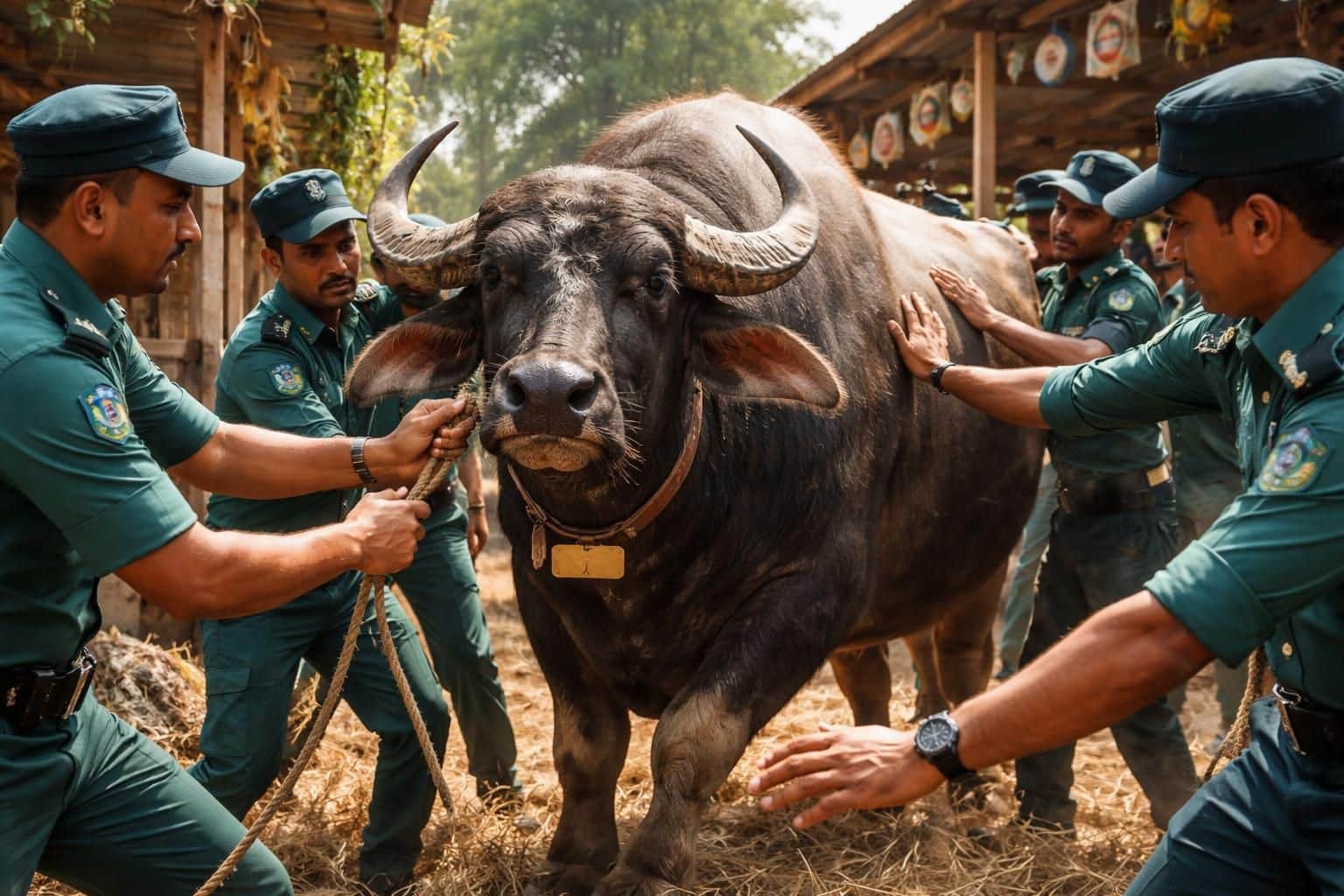 découvrez comment un buffle nommé « donald trump » a été sauvé d'un sacrifice traditionnel de l'aïd grâce à une intervention urgente du gouvernement bangladais.