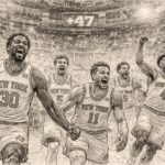 les knicks réalisent une performance historique avec une première mi-temps à +47 points, un exploit relayé par qub radio.