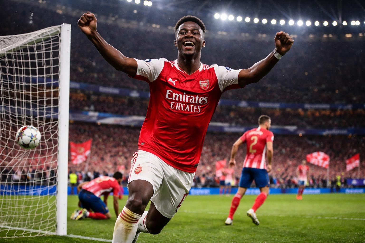 revivez en vidéo le but décisif de saka qui donne l'avantage à arsenal face à l'atlético en ligue des champions. un moment clé à ne pas manquer !