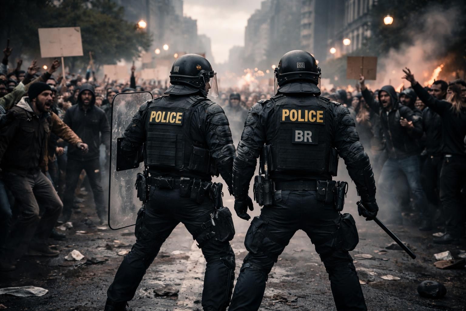 manifestation sous haute tension : des peines avec sursis requises contre deux policiers de la brigade de répression impliqués dans des violences lors d'un rassemblement.
