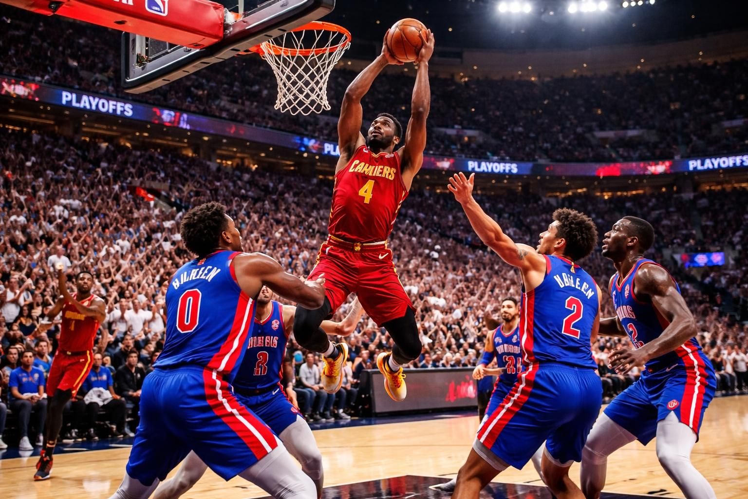 revivez le match intense entre les cleveland cavaliers et les detroit pistons, où les cavaliers égalisent dans le 2e tour des play-offs nba.