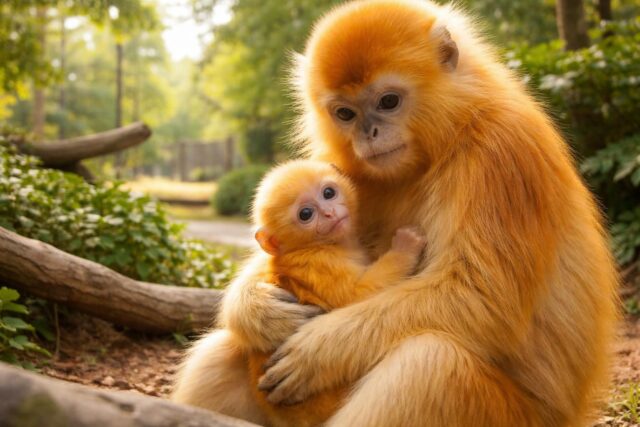 Naissance-exceptionnelle-en-Europe-un-bebe-Singe-dore-voit-le-jour-dans-ce-parc-zoologique-francais-640x427 Quels types de remorques utiliser pour transporter des chevaux ?