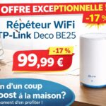 profitez de l'offre immanquable sur le répéteur wifi tp-link deco be25 à seulement 99,99 €, avec une réduction de 17%. améliorez votre connexion internet rapidement et efficacement !