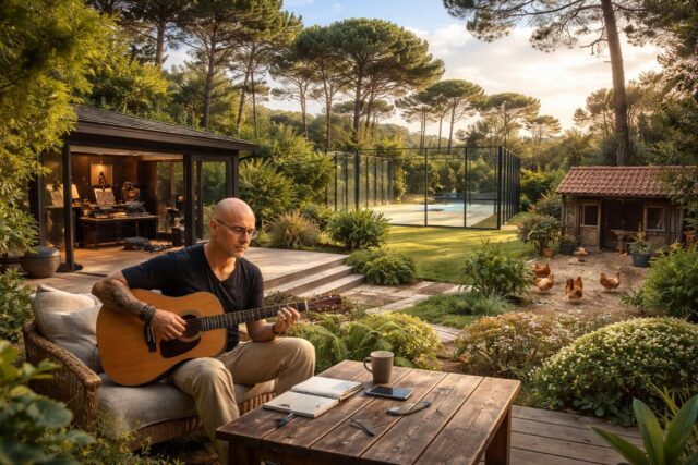 Pascal-Obispo-au-Cap-Ferret-un-havre-de-paix-melant-studio-de-musique-court-de-padel-et-poulailler-refuge-creatif-et-serein-640x427 Amel Bent dévoile dans le podcast Couch de Léna Situations la décision radicale prise en devenant coach