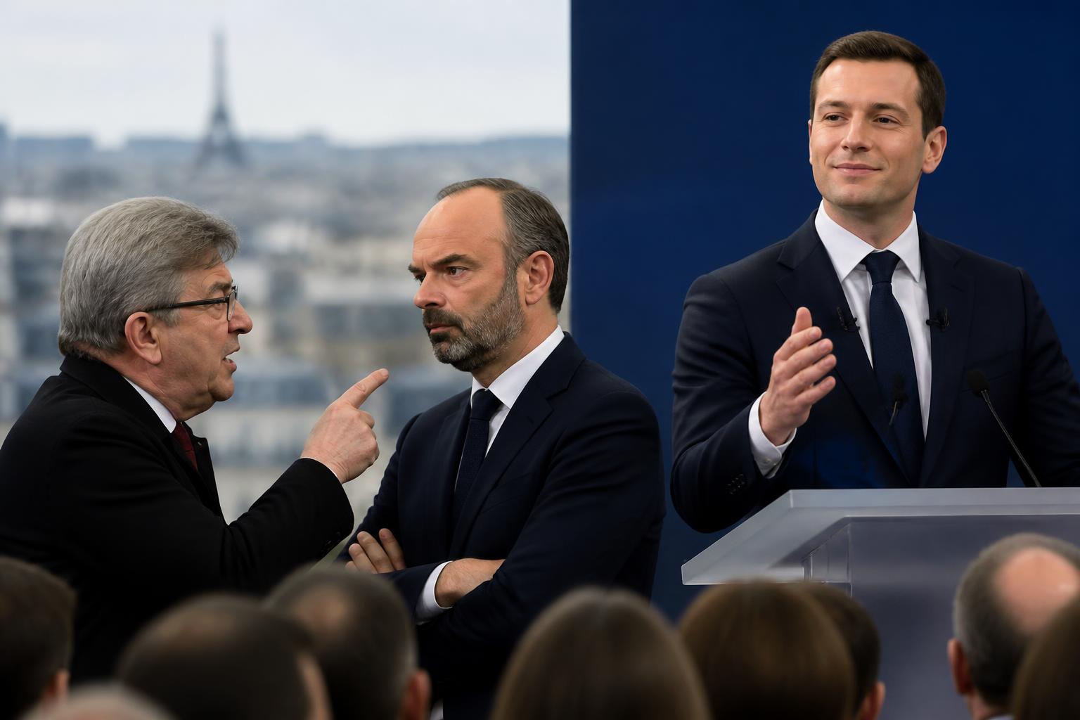 découvrez les dernières tensions de la présidentielle 2027 : mélenchon critique violemment philippe, tandis que bardella renforce sa position politique.