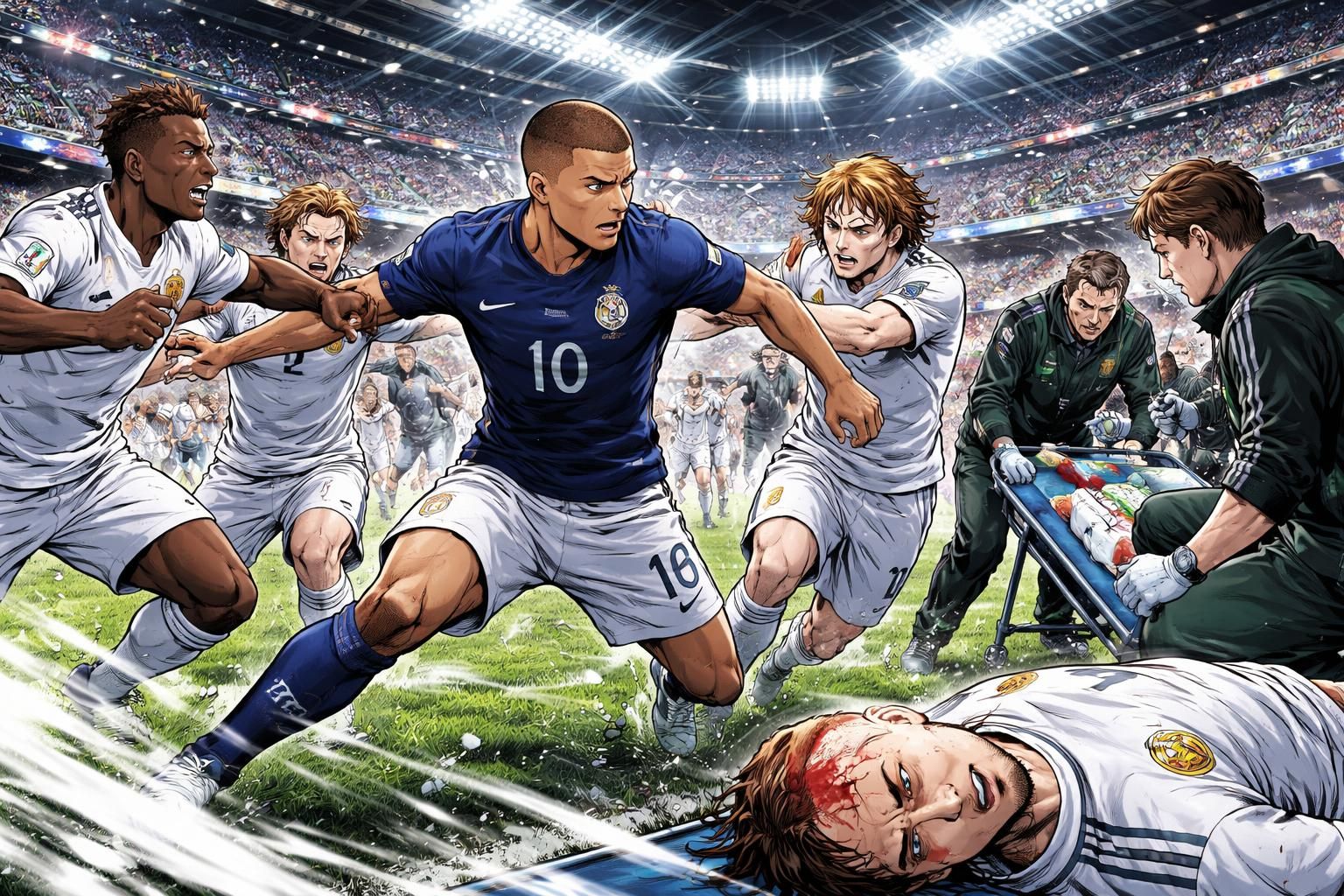 découvrez les détails de la rixe spectaculaire au real madrid impliquant un joueur emblématique de l’équipe de france, avec un coéquipier gravement blessé hospitalisé. les circonstances et conséquences de cet incident marquant.