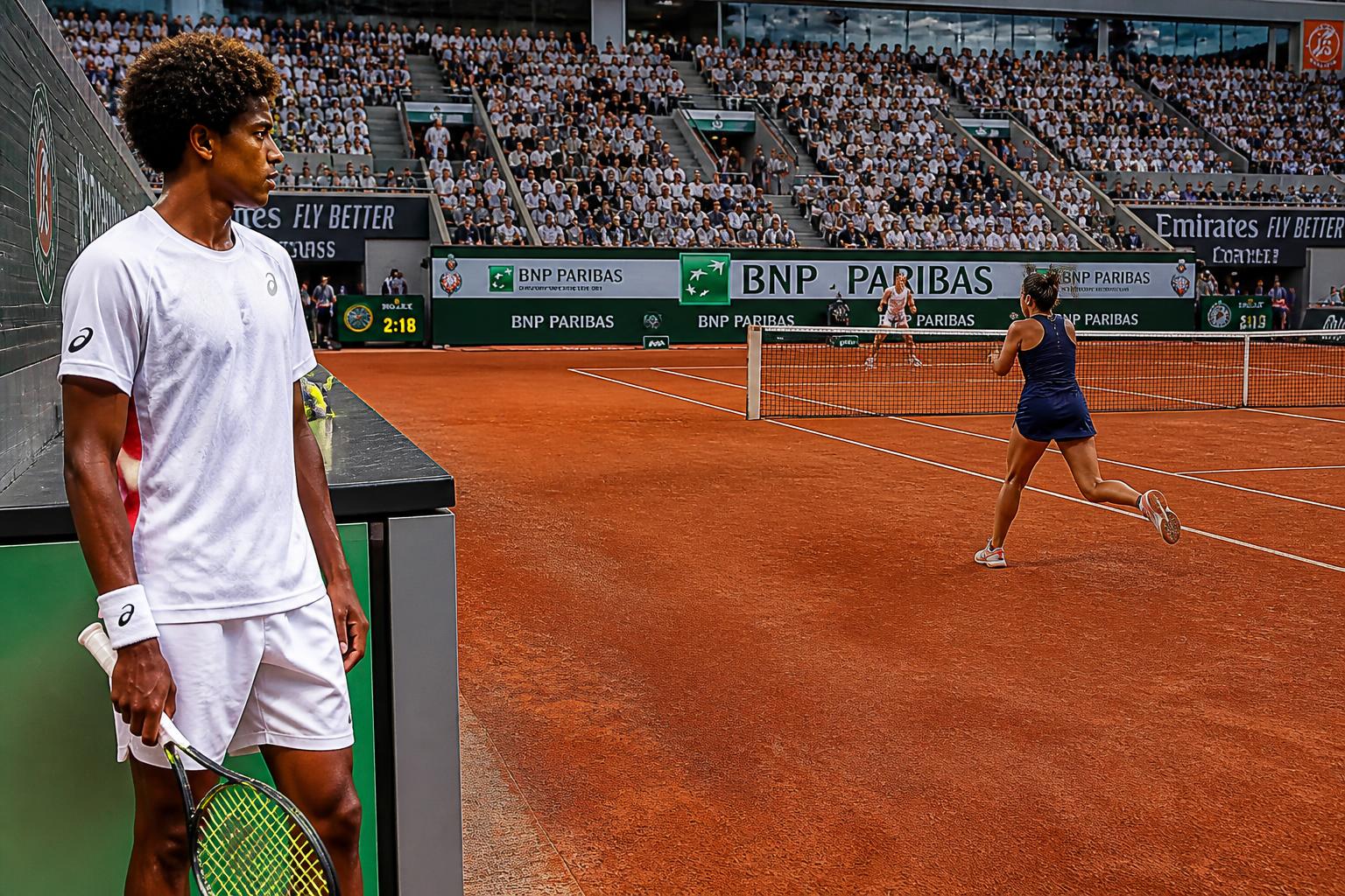 suivez en direct roland-garros 2026 avec le duel intense entre diane parry et amanda anisimova au 3ᵉ set, tandis que moïse koumé se prépare à entrer sur le court. tous les temps forts sur le monde.fr.