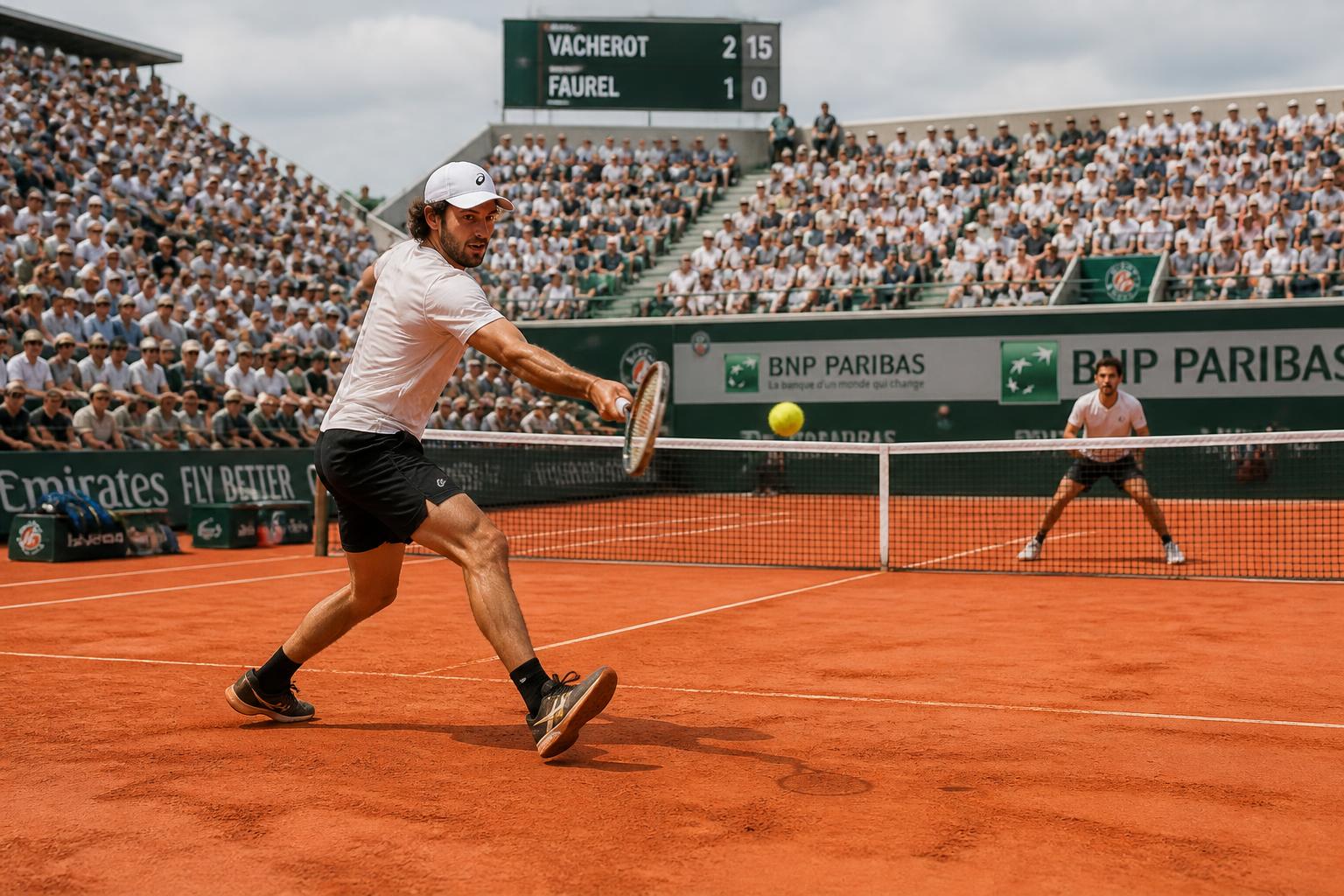 découvrez le face-à-face passionnant entre valentin vacherot et thomas faurel à roland-garros, un duel très attendu qui promet des moments intenses sur la terre battue parisienne.