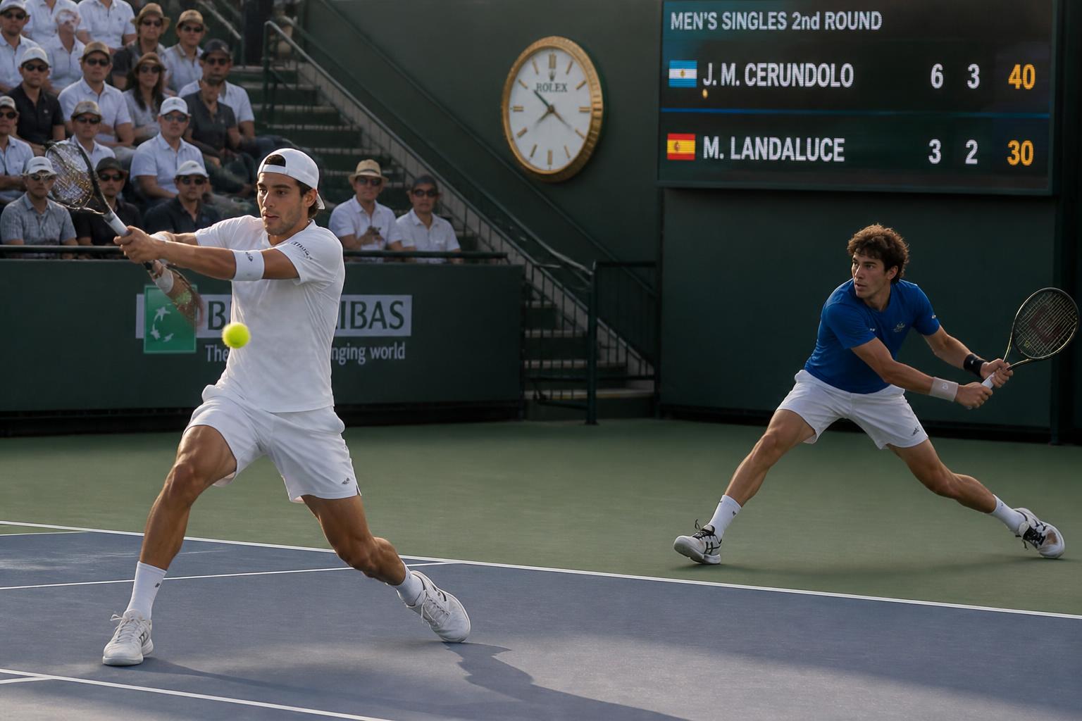 suivez en direct le match de tennis opposant juan manuel cerundolo à martin landaluce le 30 mai 2026 sur flashscore.fr. résultats en temps réel, statistiques et commentaires live.