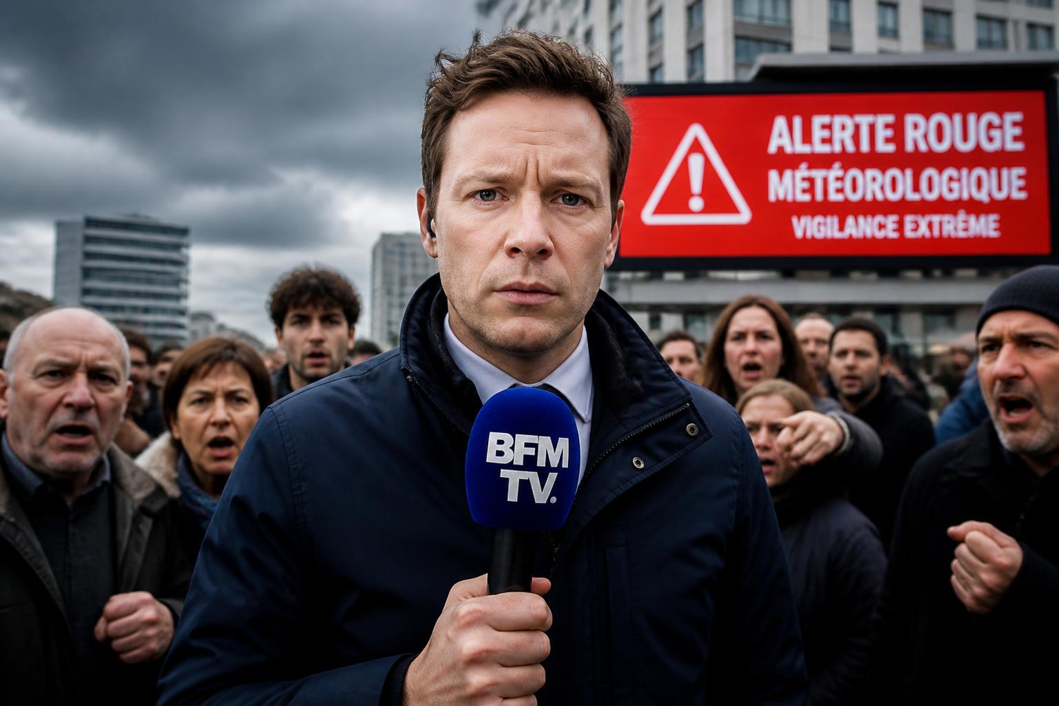 un journaliste de bfmtv fait face à des insultes et menaces après la diffusion de bulletins météo en alerte rouge, suscitant inquiétude et débat.