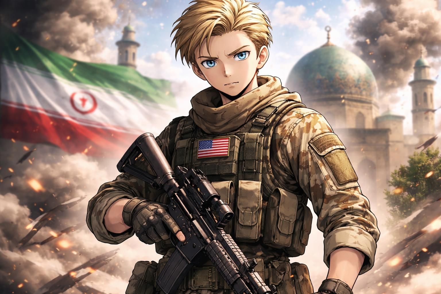 un site satirique publie un article humoristique incitant barron trump, le plus jeune fils du président américain, à s'engager dans une action contre l'iran, avec la phrase « barron est prêt à relever le défi ».