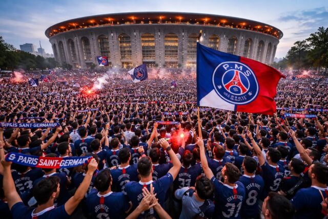 VIDEO.-PSG-Arsenal-Decouvrez-limpressionnante-vague-de-supporters-parisiens-envahissant-la-Puskas-Arena-de-Budapest-640x427 Matarazzo annonce la titularisation d'Aritz demain, Gorrotxa de retour avec le groupe en début de semaine prochaine