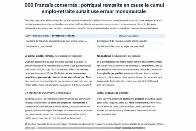 000-Francais-concernes-pourquoi-remettre-en-cause-le-cumul-emploi-retraite-serait-une-erreur-monumentale-640x427 Agirc-Arrco et Carsat : Quelles sont les raisons des fluctuations de votre retraite au début de l'année 2025 ?