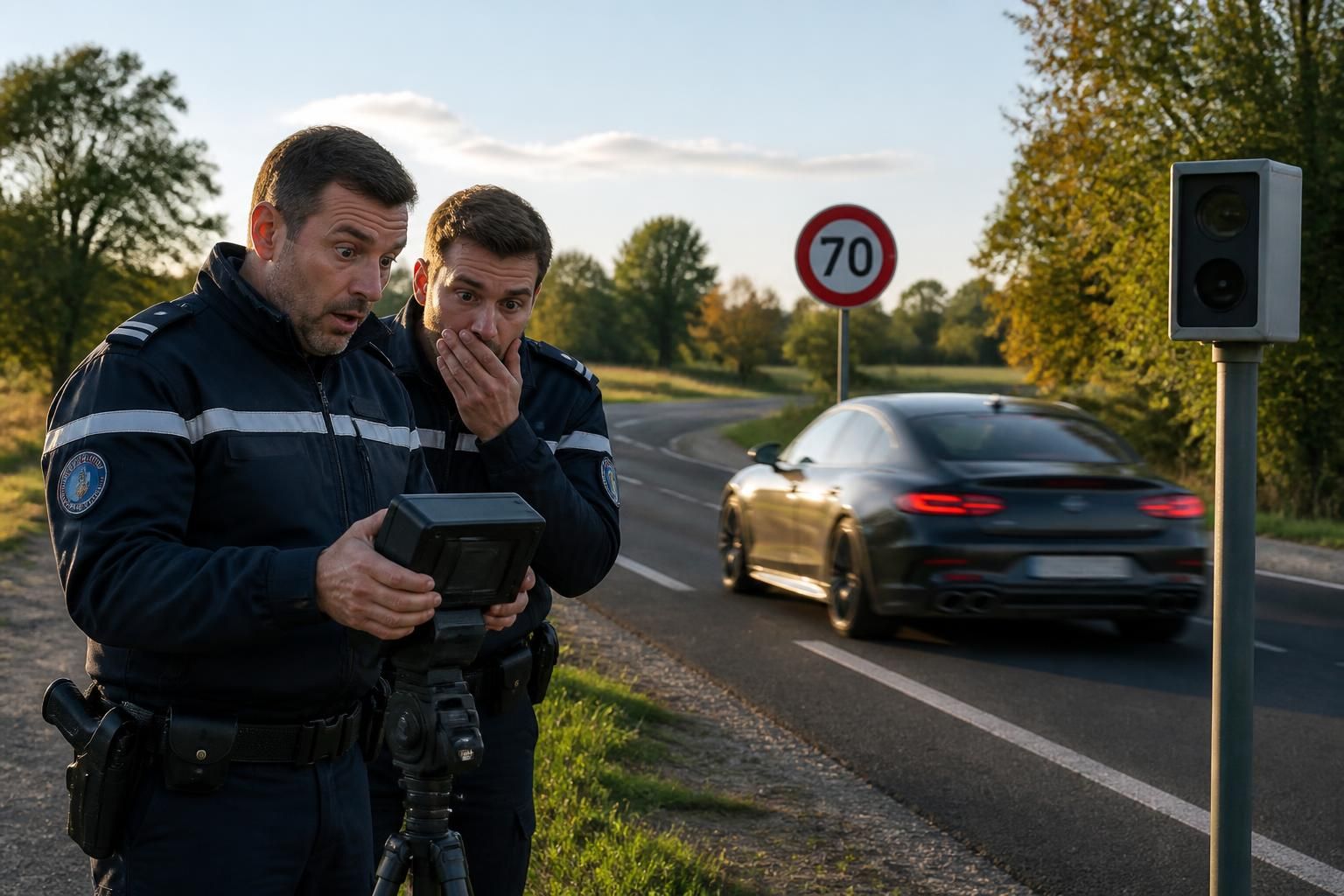 découvrez l'incroyable surprise des gendarmes après avoir flashé un véhicule roulant à 119 km/h sur une route limitée à 70 km/h. un contrôle qui ne s'est pas déroulé comme prévu.