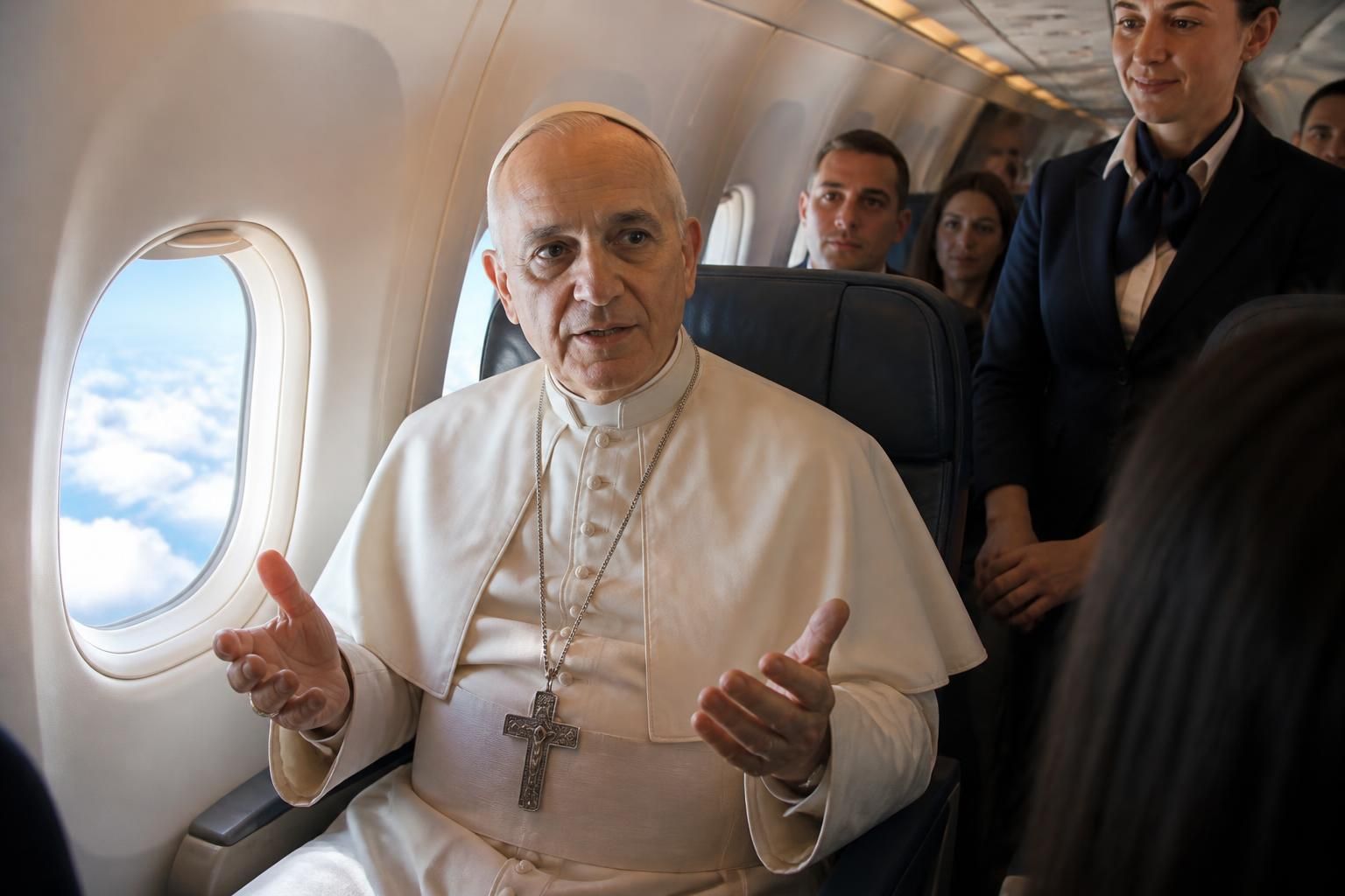 découvrez le message poignant du pape léon xiv en route pour l’espagne, appelant à la paix mondiale depuis son avion - suivez l'actualité sur vatican news.