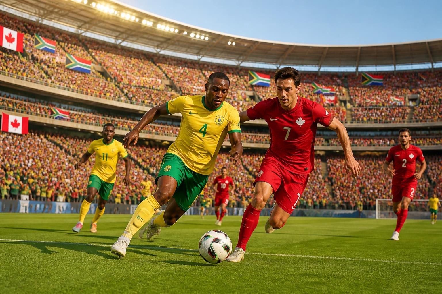 suivez en direct le match afrique du sud vs canada, un affrontement passionnant de la coupe du monde 2026, uniquement sur africafootunited. ne manquez rien de ce choc spectaculaire !