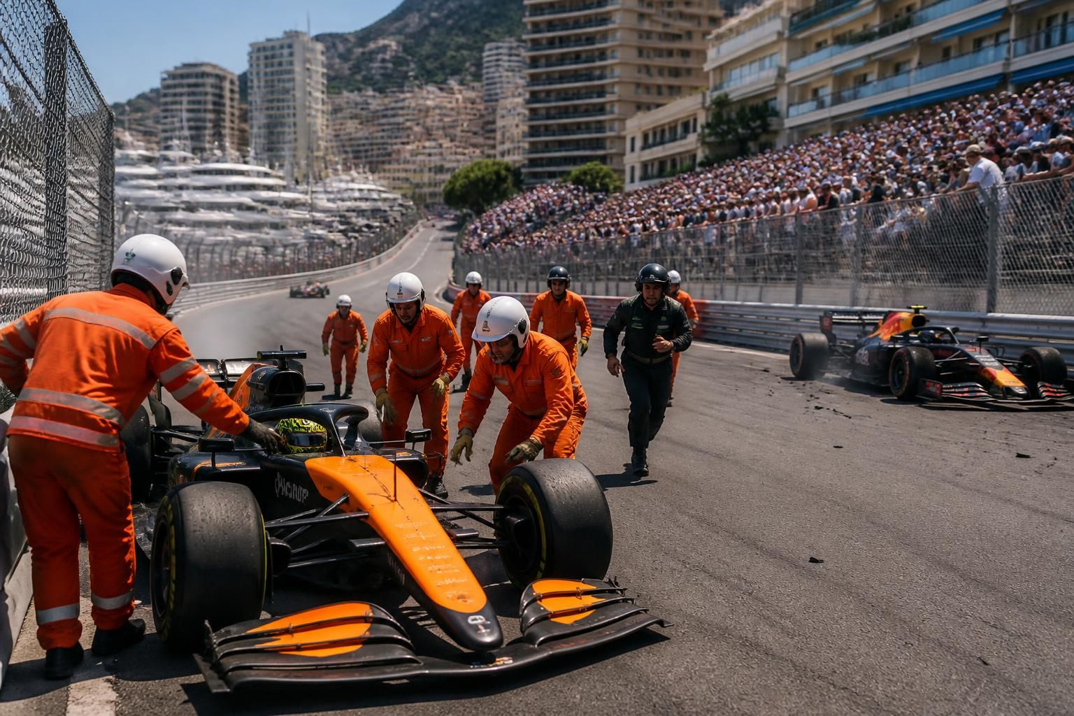 après l'abandon de max verstappen, lando norris quitte également le grand prix de monaco, marquant une course pleine de rebondissements et de suspens.