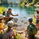 au barrage de speloncato, les enfants apprennent la pêche durable et découvrent l'importance de préserver les milieux aquatiques pour un environnement sain et équilibré.