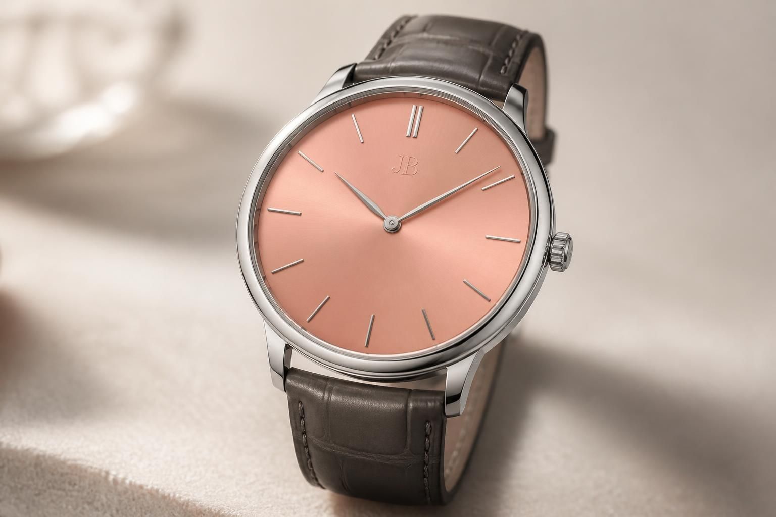 découvrez la nouvelle blancpain villeret ultraplate 38 mm, sublimée par un élégant cadran saumon et le monogramme jb, alliant tradition horlogère et modernité raffinée.