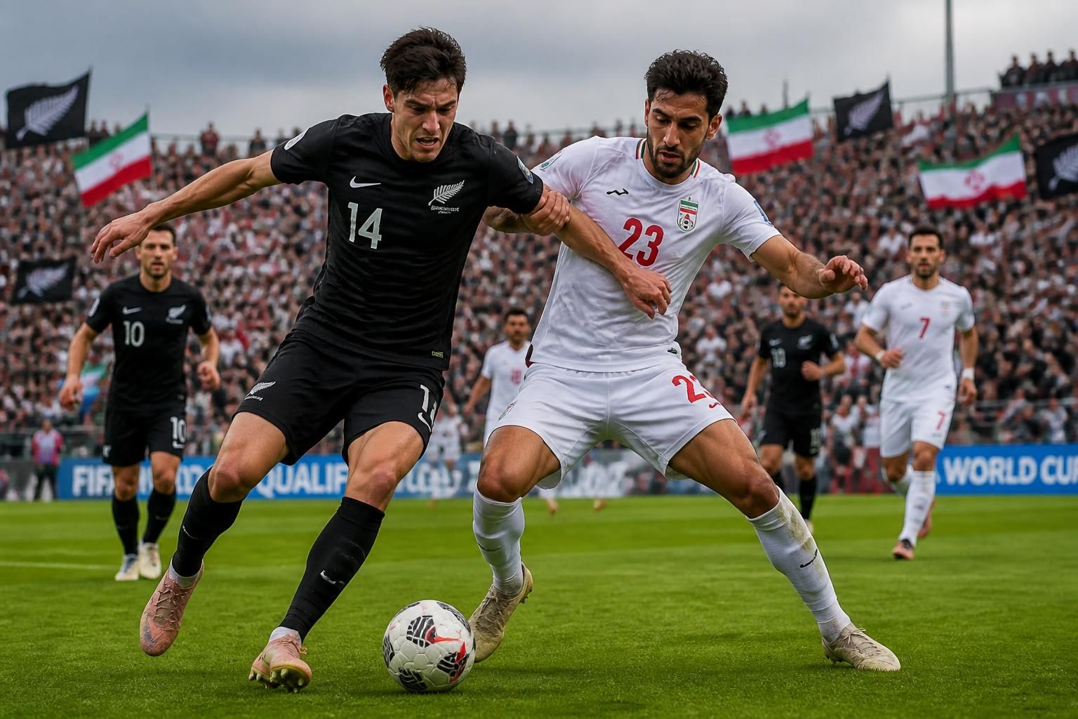 revivez le match nul 1-1 entre la nouvelle-zélande et l'iran en coupe du monde, un point précieux décroché avec courage et détermination.