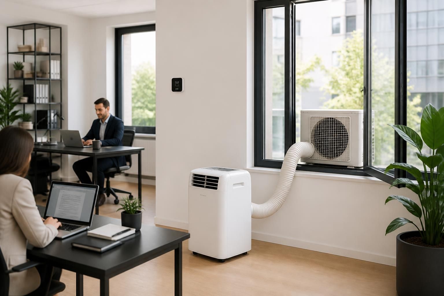 découvrez le climatiseur professionnel mobile à split, sans perçage ni installateur, une solution innovante pour un confort optimal et une installation simplifiée.